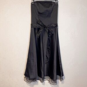 Alfredo Angelo Strapless Black Satin‎ Tie Waist Cocktail Formal Dress Size 0/XS